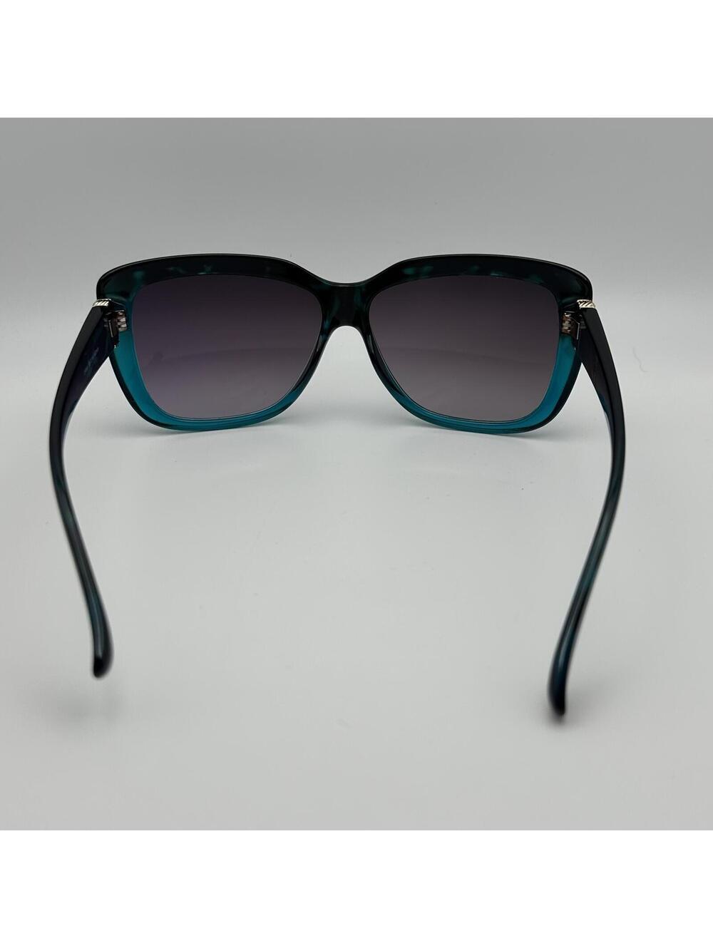 ELLE Women's Oversized Square Teal & Black Tortoise Sunglasses - Picture 7 of 10